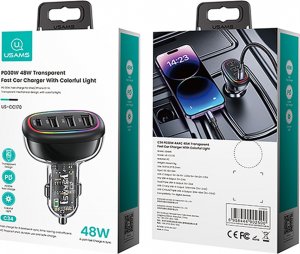 Ładowarka Usams Ładowarka Samochowoa USAMS 1xUSB-C 3xUSB-A C34 48W 3A+C PD czarna CC170CC01 (US-CC170) 11