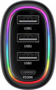 Ładowarka Usams Ładowarka Samochowoa USAMS 1xUSB-C 3xUSB-A C34 48W 3A+C PD czarna CC170CC01 (US-CC170) 13