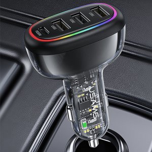 Ładowarka Usams Ładowarka Samochowoa USAMS 1xUSB-C 3xUSB-A C34 48W 3A+C PD czarna CC170CC01 (US-CC170) 16