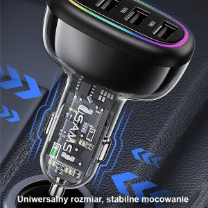 Ładowarka Usams Ładowarka Samochowoa USAMS 1xUSB-C 3xUSB-A C34 48W 3A+C PD czarna CC170CC01 (US-CC170) 20