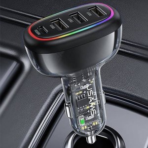 Ładowarka Usams Ładowarka Samochowoa USAMS 1xUSB-C 3xUSB-A C34 48W 3A+C PD czarna CC170CC01 (US-CC170) 9