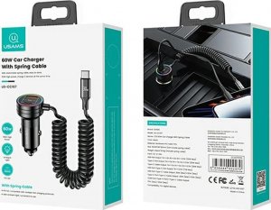 Ładowarka Usams Ładowarka Samochodowa z kablem sprężynowym USAMS 2xUSB-C 1xUSB-A C33 60W czarna CC167CC01 (US-CC167) 17