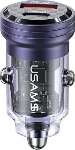 Ładowarka Usams Ładowarka samochodowa USAMS C35 USB-A+USB-C 45W Fast Charge fioletowy/purple (US-CC175) 1