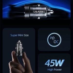 Ładowarka Usams Ładowarka samochodowa USAMS C35 USB-A+USB-C 45W Fast Charge fioletowy/purple (US-CC175) 11