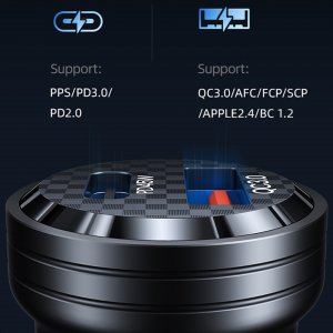 Ładowarka Usams Ładowarka samochodowa USAMS C35 USB-A+USB-C 45W Fast Charge fioletowy/purple (US-CC175) 26