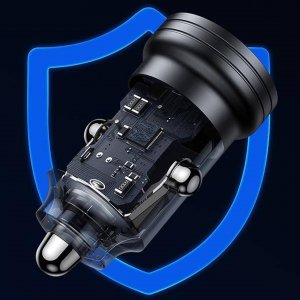 Ładowarka Usams Ładowarka samochodowa USAMS C35 USB-A+USB-C 45W Fast Charge fioletowy/purple (US-CC175) 5