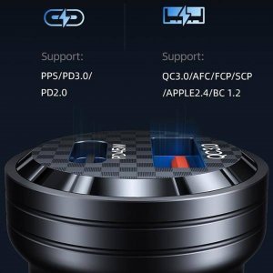 Ładowarka Usams Ładowarka samochodowa USAMS C35 USB-A+USB-C 45W Fast Charge fioletowy/purple (US-CC175) 8