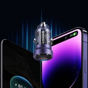 Ładowarka Usams Ładowarka samochodowa USAMS C35 USB-A+USB-C 45W Fast Charge fioletowy/purple (US-CC175) 9