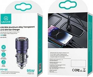 Ładowarka Usams Ładowarka samochodowa USAMS C36 USB-A+USB-C 95W Fast Charge fioletowy/purple (US-CC176) 30