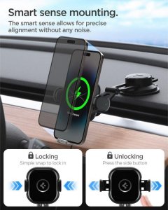 Ładowarka Spigen SPIGEN UTS35W ONETAP UNIVERSAL WINDSHIELD & DASHBOARD CAR MOUNT WIRELESS CHARGER BLACK 11