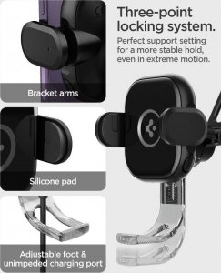 Ładowarka Spigen SPIGEN UTS35W ONETAP UNIVERSAL WINDSHIELD & DASHBOARD CAR MOUNT WIRELESS CHARGER BLACK 12