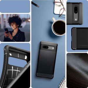 Spigen Etui ochronne na telefon Spigen Rugged Armor do Google Pixel 7a Matte Black 9