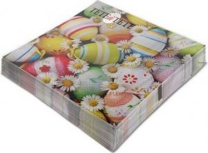 Selgros Serwetki Daisies among Eggs, Serwetki Tete a Tete 3-warstwowe 33x33cm składane 1/4 20szt. w paczce 1