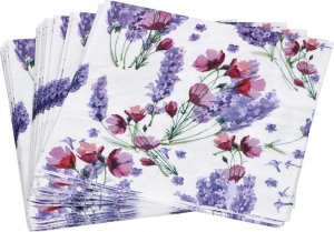 Serwetki papierowe kwiaty lawenda fioletowe 20szt 1