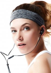 Elastyczna materiałowa opaska na głowę do biegania fitness różowa 6