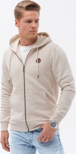 Ombre Rozpinana bluza męska HOODIE z przyjemnej dzianiny - kremowy melanż V1 OM-SSZP-0116 XXL 1