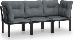 vidaXL 3-cz. zestaw wypoczynkowy do ogrodu, czarno-szary, polirattan 2