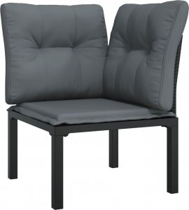 vidaXL 3-cz. zestaw wypoczynkowy do ogrodu, czarno-szary, polirattan 4