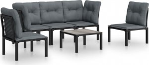 vidaXL 6-cz. zestaw wypoczynkowy do ogrodu, czarno-szary, polirattan 2