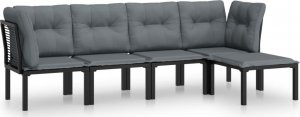 vidaXL 5-cz. zestaw wypoczynkowy do ogrodu, czarno-szary, polirattan 2