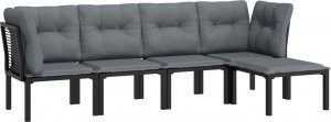 vidaXL 5-cz. zestaw wypoczynkowy do ogrodu, czarno-szary, polirattan 3