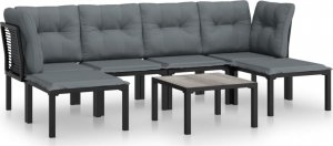 vidaXL 7-cz. zestaw wypoczynkowy do ogrodu, czarno-szary, polirattan 2