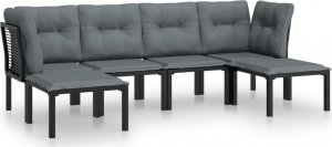 vidaXL 6-cz. zestaw wypoczynkowy do ogrodu, czarno-szary, polirattan 2