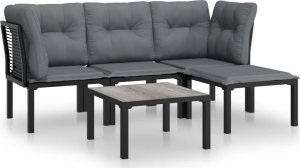 vidaXL 5-cz. zestaw wypoczynkowy do ogrodu, czarno-szary, polirattan 2