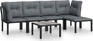 vidaXL 6-cz. zestaw wypoczynkowy do ogrodu, czarno-szary, polirattan 2