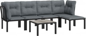 vidaXL 6-cz. zestaw wypoczynkowy do ogrodu, czarno-szary, polirattan 3
