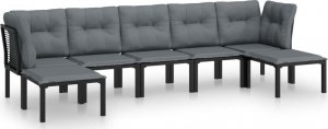 vidaXL 7-cz. zestaw wypoczynkowy do ogrodu, czarno-szary, polirattan 2