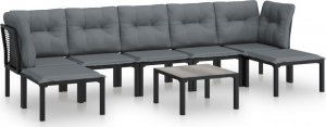 vidaXL 8-cz. zestaw wypoczynkowy do ogrodu, czarno-szary, polirattan 2
