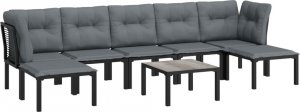 vidaXL 8-cz. zestaw wypoczynkowy do ogrodu, czarno-szary, polirattan 3