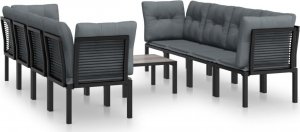 vidaXL 9-cz. zestaw wypoczynkowy do ogrodu, czarno-szary, rattan PE 2