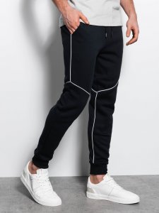 Ombre Spodnie męskie dresowe joggery z kontrastowymi elementami - czarne V1 OM-PASK-22FW-001 L 1