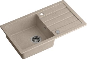 Zlewozmywak GraniteQ JERRY 111 zlewozmywak granitowy beżowy (77x44x17,5) + syfon + zaślepka 2