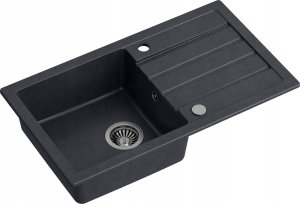 Zlewozmywak GraniteQ JERRY 111 zlewozmywak granitowy czarny (77x44x17,5) + syfon + zaślepka 1
