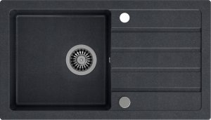 Zlewozmywak GraniteQ JERRY 111 zlewozmywak granitowy czarny (77x44x17,5) + syfon + zaślepka 2