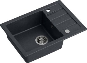 Zlewozmywak GraniteQ JERRY 116 zlewozmywak granitowy czarny (62x44x17,5) + syfon + zaślepka 2