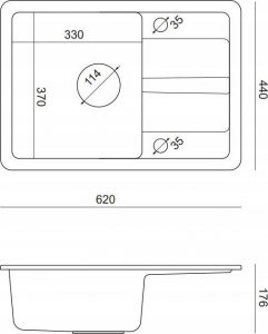 Zlewozmywak GraniteQ GO- SMART CZARNY zlewozmywak granitowy 1-k z/o (62x44x17,5) + bateria very black + syfon manualny z zaślepką very black 11