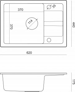 Zlewozmywak GraniteQ GO- SMART CZARNY zlewozmywak granitowy 1-k z/o (62x44x17,5) + bateria very black + syfon manualny z zaślepką very black 7
