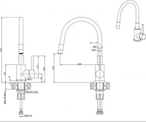 Zlewozmywak GraniteQ READY- MAX CZARNY zlewozmywak granitowy 1-k z/o (77x44x17,5) + bateria z elastyczną wylewką very black + dozownik very black + syfon very black 13