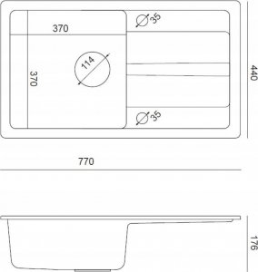 Zlewozmywak GraniteQ READY- MAX CZARNY zlewozmywak granitowy 1-k z/o (77x44x17,5) + bateria z elastyczną wylewką very black + dozownik very black + syfon very black 15