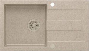 Zlewozmywak GraniteQ CHRISTIAN 111 zlewozmywak granitowy beżowy (78x45x18,5) z zaślepką i odpływem beżowym (komora 37x38 cm) 2
