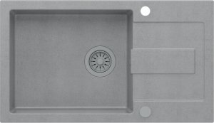 Zlewozmywak GraniteQ CHRISTIAN 136 XL zlewozmywak granitowy 1-komorowy szary (78x45x18,5) z zaślepką i odpływem szarym (komora 45x38 cm) 2