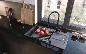 Zlewozmywak GraniteQ CHRISTIAN 136 XL zlewozmywak granitowy 1-komorowy szary (78x45x18,5) z zaślepką i odpływem szarym (komora 45x38 cm) 6