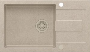 Zlewozmywak GraniteQ CHRISTIAN 136 XL zlewozmywak granitowy 1-komorowy beżowy (78x45x18,5) z zaślepką i odpływem bezowym (komora 45x38 cm) 2
