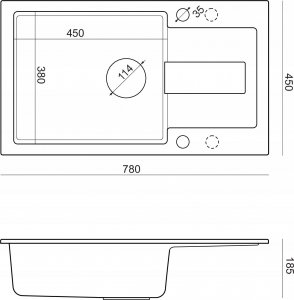 Zlewozmywak GraniteQ CHRISTIAN 136 XL zlewozmywak granitowy 1-komorowy beżowy (78x45x18,5) z zaślepką i odpływem bezowym (komora 45x38 cm) 6