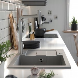 Zlewozmywak GraniteQ CHRISTIAN 136 XL zlewozmywak granitowy 1-komorowy beżowy (78x45x18,5) z zaślepką i odpływem bezowym (komora 45x38 cm) 8