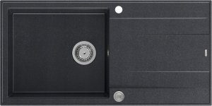 Zlewozmywak GraniteQ EVAN 146 XL GraniteQ zlewozmywak z syfonem Push 2 Open 1-komorowy z/o (1000x500x210; kom. 420x480) black diamond / elementy stalowe 1